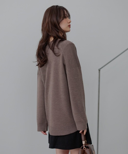 Andemiu（アンデミュウ）の「【洗える】メリノウールロングVカーディガン491830（カーディガン/ボレロ・レディース・ブラウン/オフホワイト/チャコールグレー・FREE）」の13枚目の写真