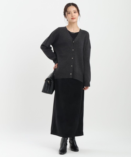 Andemiu（アンデミュウ）の「【洗える】メリノウールロングVカーディガン491830（カーディガン/ボレロ・レディース・ブラウン/オフホワイト/チャコールグレー・FREE）」の19枚目の写真