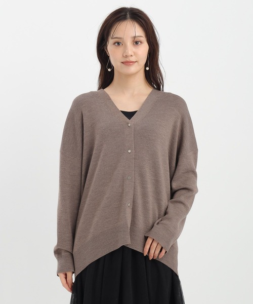 Andemiu（アンデミュウ）の「【洗える】メリノウールロングVカーディガン491830（カーディガン/ボレロ・レディース・ブラウン/オフホワイト/チャコールグレー・FREE）」の21枚目の写真