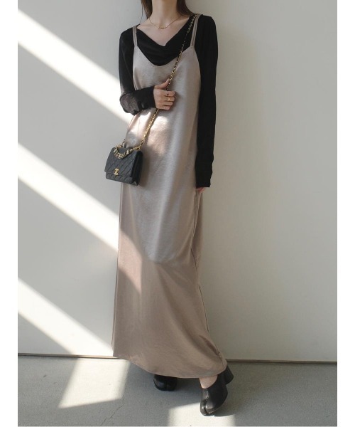 amel(エイメル)の「ダブルストラップキャミドレス / ベージュ(ワンピース・レディース・ベージュ・FREE)」の5枚目の写真