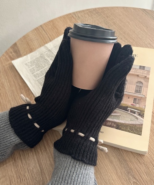 MYMOOD.（マイムード）の「ワンポイントリボン手袋（手袋・レディース・ベージュ/ブラック/アイボリー/レッド/ピンク/グレー・FREE）」の11枚目の写真