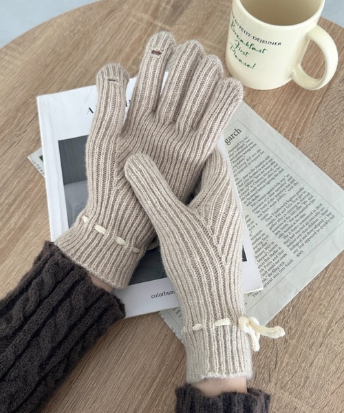 MYMOOD.（マイムード）の「ワンポイントリボン手袋（手袋・レディース・ベージュ/ブラック/アイボリー/レッド/ピンク/グレー・FREE）」の14枚目の写真