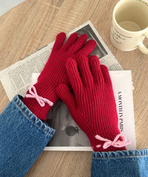 MYMOOD.（マイムード）の「ワンポイントリボン手袋（手袋・レディース・ベージュ/ブラック/アイボリー/レッド/ピンク/グレー・FREE）」の18枚目の写真