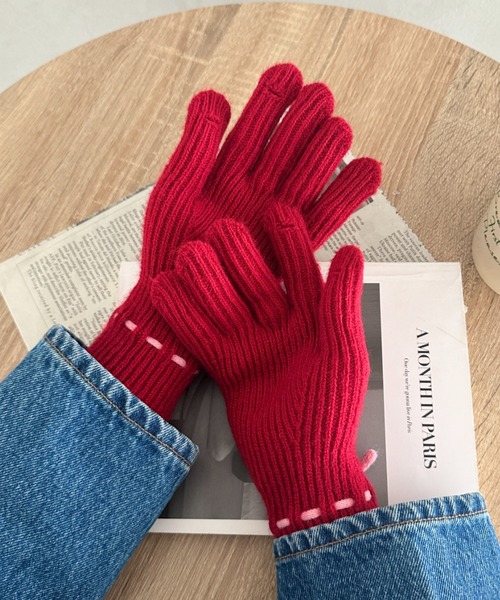 MYMOOD.（マイムード）の「ワンポイントリボン手袋（手袋・レディース・ベージュ/ブラック/アイボリー/レッド/ピンク/グレー・FREE）」の19枚目の写真