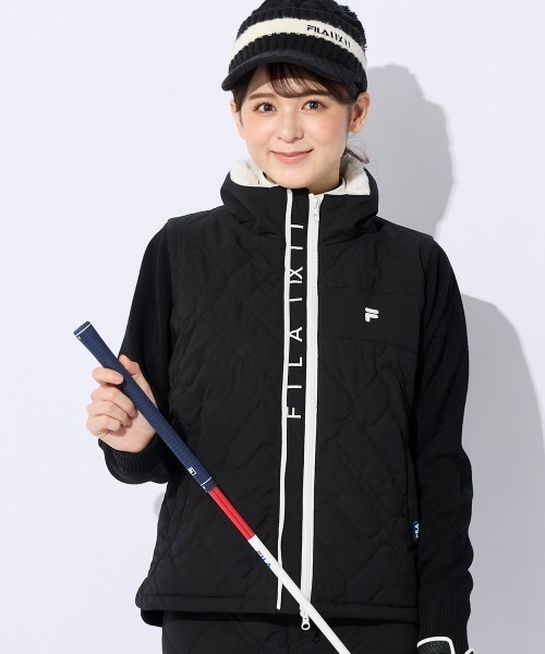 【ゴルフ】フィラ袖ニット 蓄熱裏地付 中綿ブルゾン レディースLL FILA GOLF フィラゴルフ ゴルフウェア ブルゾン レディース 中綿