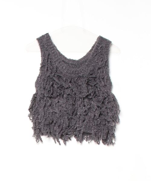 Per sist ence(パーシエンス)の「フリンジニットビスチェ(ベスト・レディース・チャコールグレー/ブラウン/アイボリー・ONE SIZE)」の17枚目の写真