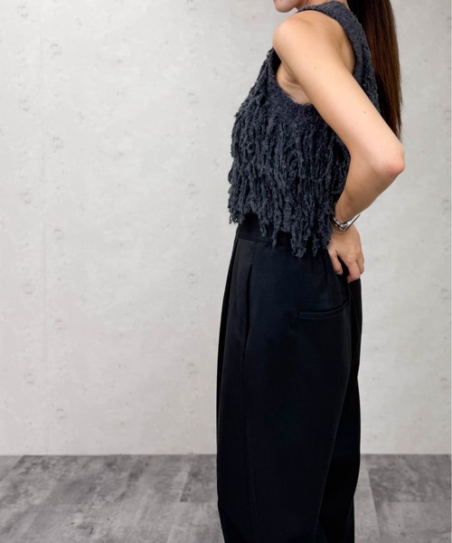 Per sist ence(パーシエンス)の「フリンジニットビスチェ(ベスト・レディース・チャコールグレー/ブラウン/アイボリー・ONE SIZE)」の9枚目の写真