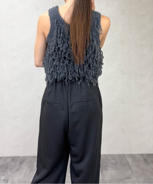 Per sist ence(パーシエンス)の「フリンジニットビスチェ(ベスト・レディース・チャコールグレー/ブラウン/アイボリー・ONE SIZE)」の10枚目の写真