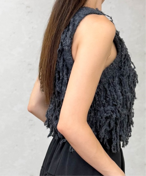 Per sist ence(パーシエンス)の「フリンジニットビスチェ(ベスト・レディース・チャコールグレー/ブラウン/アイボリー・ONE SIZE)」の12枚目の写真