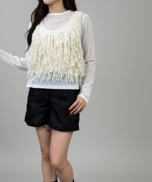 Per sist ence(パーシエンス)の「フリンジニットビスチェ(ベスト・レディース・チャコールグレー/ブラウン/アイボリー・ONE SIZE)」の20枚目の写真