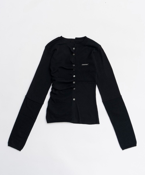 Anita button knit tops ブラック Pre-Order】ランダムボタンニットトップ / Random Button Knit Top