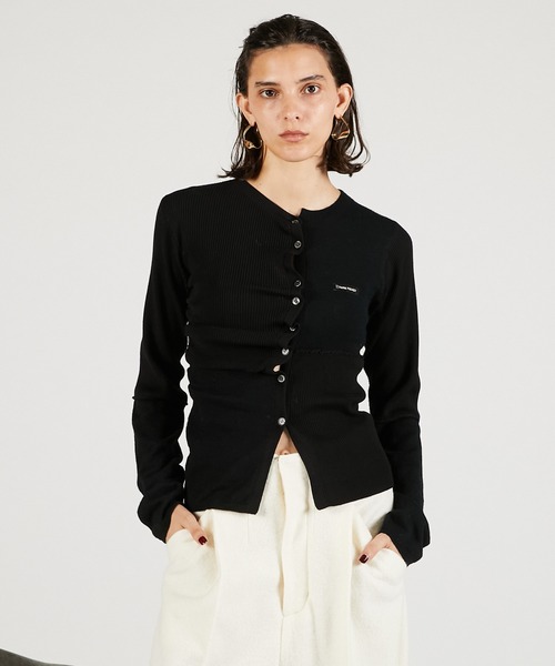 Anita button knit tops ブラック Pre-Order】ランダムボタンニットトップ / Random Button Knit Top