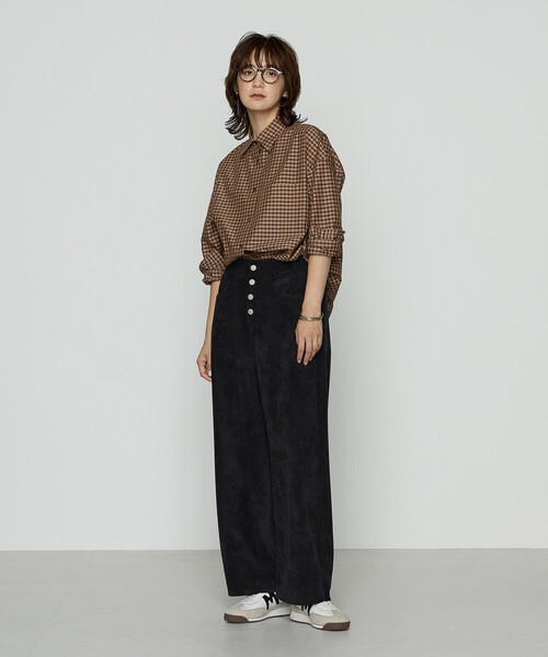 COMME CA Wardrobe（コムサワードローブ）の「コンパクトオーガニックコットンECOPETチェック シャツ（シャツ/ブラウス・レディース・キャメル・FREE）」の3枚目の写真