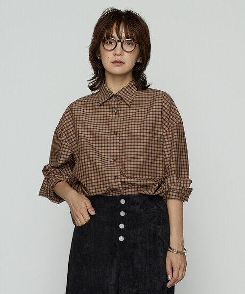 COMME CA Wardrobe（コムサワードローブ）の「コンパクトオーガニックコットンECOPETチェック シャツ（シャツ/ブラウス・レディース・キャメル・FREE）」の5枚目の写真