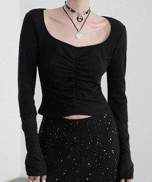 【CHENTAITAI】コンビスリーブ ギャザートップ CTW25a019