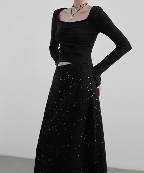 chuclla（チュクラ）の「【CHENTAITAI】コンビスリーブ ギャザートップ CTW25a019（Tシャツ/カットソー・レディース・ホワイト/ブラック・M）」の6枚目の写真