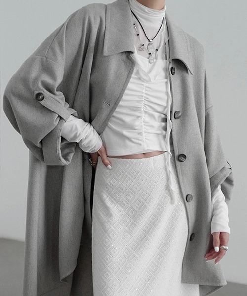 chuclla（チュクラ）の「【CHENTAITAI】コンビスリーブ ギャザートップ CTW25a019（Tシャツ/カットソー・レディース・ホワイト/ブラック・M）」の18枚目の写真