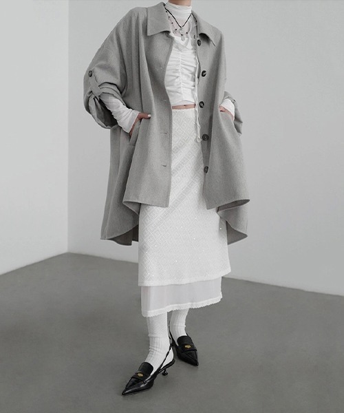 chuclla（チュクラ）の「【CHENTAITAI】コンビスリーブ ギャザートップ CTW25a019（Tシャツ/カットソー・レディース・ホワイト/ブラック・M）」の19枚目の写真