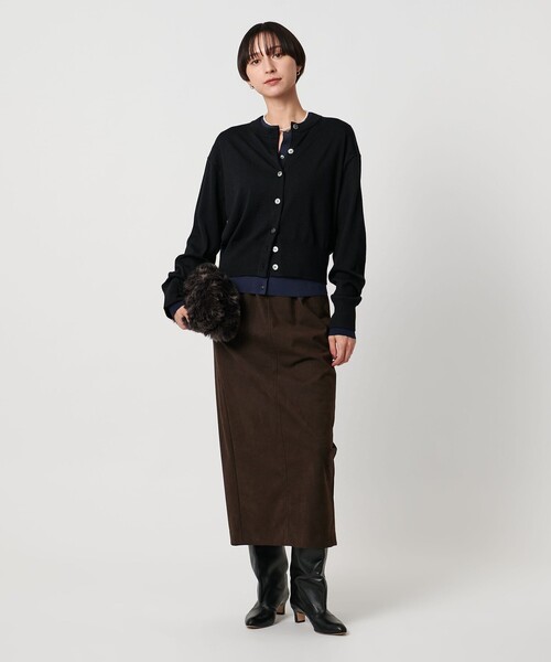 UNITED ARROWS（ユナイテッドアローズ）の「ツイン クルーネック カーディガン（カーディガン/ボレロ・レディース・ブラック/ダークグレー・FREE）」の6枚目の写真