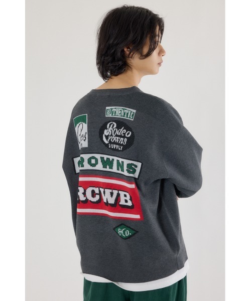 RODEO CROWNS WIDE BOWL(ロデオクラウンズワイドボウル)の「SIGNSニットカーディガン(カーディガン/ボレロ・メンズ・マスタード/スモークグレー/グレー×ホワイト・MEDIUM/LARGE)」の13枚目の写真