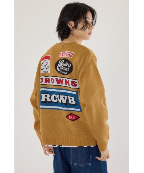 RODEO CROWNS WIDE BOWL(ロデオクラウンズワイドボウル)の「SIGNSニットカーディガン(カーディガン/ボレロ・メンズ・マスタード/スモークグレー/グレー×ホワイト・MEDIUM/LARGE)」の6枚目の写真
