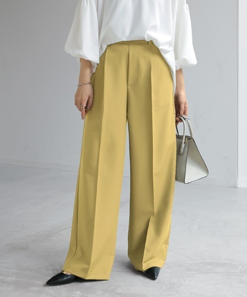 HUG.U（ハグユー）の「＜選べる形＆丈＞ すらっと綺麗パンツ テーパードorストレート（スラックス・レディース・ブラウン/レッド/ベージュ系その他/レッド系その他/ベージュ/ダークグレー/ネイビー/イエロー/ブルー系その他/グリーン系その他/ブラック系その他/ブラック/ライトブルー/カーキ/ブラウン系その他/グレー系その他/ブルー系その他2/イエロー系その他・L(レギュラー丈)/M(レギュラー丈)/XL(レギュラー丈)/L(ショート丈)/M(ショート丈)/XL(ショート丈)/L(トール丈)/M(トール丈)/XL(トール丈)）」の16枚目の写真