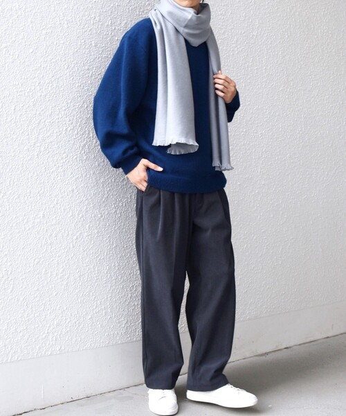 SHIPS any（シップス エニィ）の「SHIPS any: サープラスヤーン ウール カシミヤ ストール◇（ストール/ショール・メンズ・ライトグレー/コバルトブルー/キャメル/オフホワイト・ONE SIZE）」の6枚目の写真