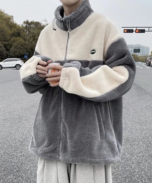 セール】オーバーサイズワンポイント刺繍ロゴボアブルゾン（ブルゾン