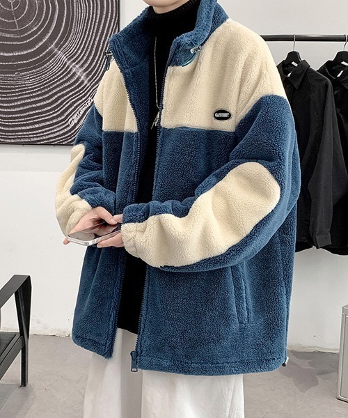 オーバーサイズワンポイント刺繍ロゴボアブルゾン（ブルゾン