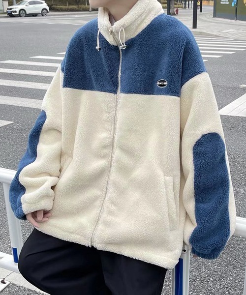 セール】オーバーサイズワンポイント刺繍ロゴボアブルゾン（ブルゾン