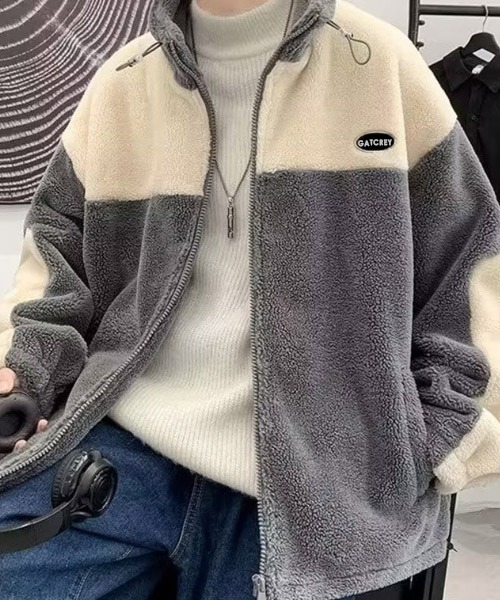 セール】オーバーサイズワンポイント刺繍ロゴボアブルゾン（ブルゾン