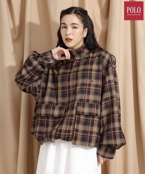 POLO BCS(ポロ ビーシーエス)の「【POLO BCS/ポロ・ビーシーエス】別注/スタンドジャケット(ブルゾン・レディース・レッド系その他/ネイビー/ブラウン系その他・FREE)」の3枚目の写真