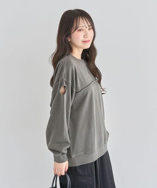 Green　Parks（グリーンパークス）の「・DOUBLE FLAGS カットオフピグメントスウェット（スウェット・レディース・チャコールグレー/ブラウン/ネイビー・FREE）」の19枚目の写真