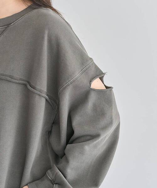 Green　Parks（グリーンパークス）の「・DOUBLE FLAGS カットオフピグメントスウェット（スウェット・レディース・チャコールグレー/ブラウン/ネイビー・FREE）」の16枚目の写真