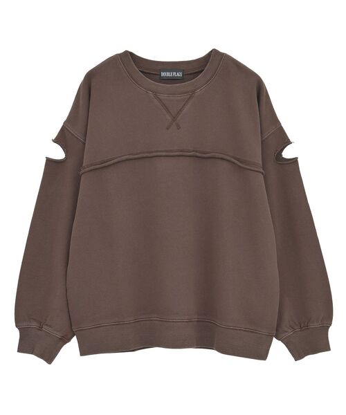 Green　Parks（グリーンパークス）の「・DOUBLE FLAGS カットオフピグメントスウェット（スウェット・レディース・チャコールグレー/ブラウン/ネイビー・FREE）」の5枚目の写真