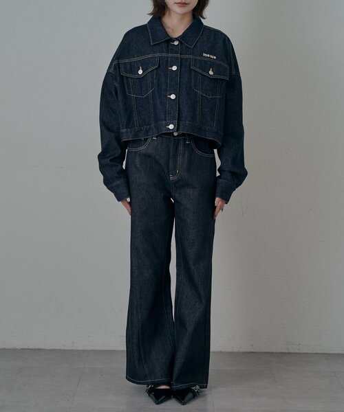 mline（エムライン）の「[mline]ノンウォッシュ バギーデニム（デニムパンツ・レディース・ネイビー・1/2）」の7枚目の写真