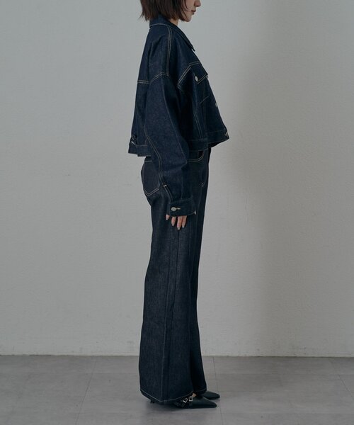 mline（エムライン）の「[mline]ノンウォッシュ バギーデニム（デニムパンツ・レディース・ネイビー・1/2）」の8枚目の写真