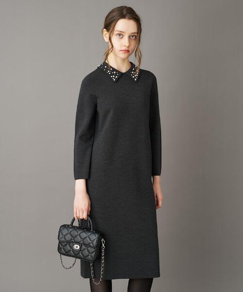 DRESSTERIOR（ドレステリア）の「ビジューカラーニットワンピース（ワンピース・レディース・チャコールグレー/ネイビー・36/34/38）」の4枚目の写真