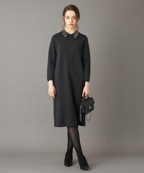 DRESSTERIOR（ドレステリア）の「ビジューカラーニットワンピース（ワンピース・レディース・チャコールグレー/ネイビー・36/34/38）」の5枚目の写真