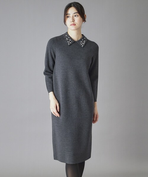 DRESSTERIOR（ドレステリア）の「ビジューカラーニットワンピース（ワンピース・レディース・チャコールグレー/ネイビー・36/34/38）」の8枚目の写真