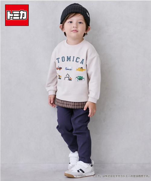 TOMICA】裾チェックトレーナー（スウェット）｜petit main