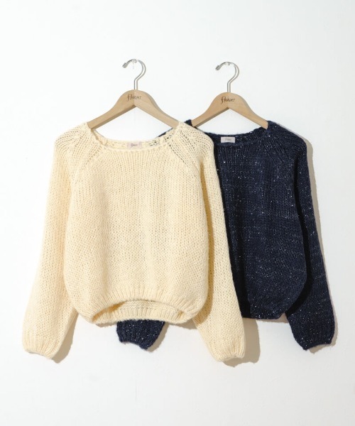 flower（フラワー）の「オーロラニットトップ4（ニット/セーター・レディース・アイボリー/ネイビー・FREE）」の3枚目の写真