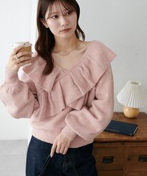 【WEB限定】フリルクロスニット