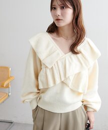 【WEB限定】フリルクロスニット