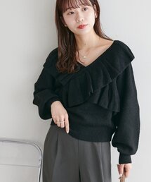 【WEB限定】フリルクロスニット