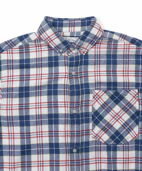 The DUFFER of ST.GEORGE（ザダファーオブセントジョージ）の「[INDIGO LABEL] INDIGO CHECK RIBBED SHIRT：インディゴチェック リブ袖シャツ（シャツ/ブラウス・メンズ・ネイビー/グレー・X-LARGE/LARGE/MEDIUM/SMALL）」の12枚目の写真