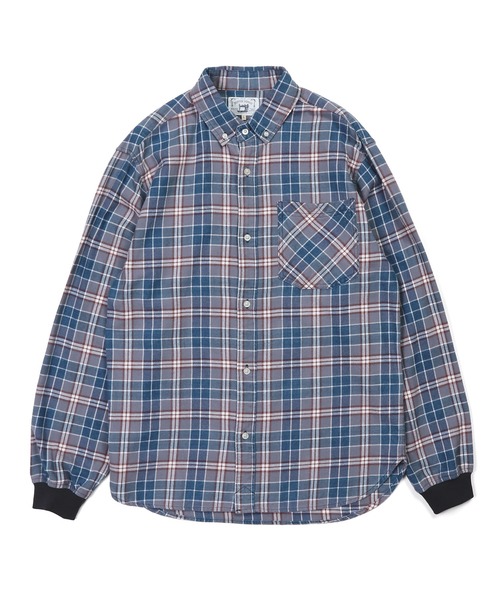 The DUFFER of ST.GEORGE（ザダファーオブセントジョージ）の「[INDIGO LABEL] INDIGO CHECK RIBBED SHIRT：インディゴチェック リブ袖シャツ（シャツ/ブラウス・メンズ・ネイビー/グレー・X-LARGE/LARGE/MEDIUM/SMALL）」の10枚目の写真