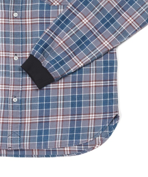 The DUFFER of ST.GEORGE（ザダファーオブセントジョージ）の「[INDIGO LABEL] INDIGO CHECK RIBBED SHIRT：インディゴチェック リブ袖シャツ（シャツ/ブラウス・メンズ・ネイビー/グレー・X-LARGE/LARGE/MEDIUM/SMALL）」の13枚目の写真