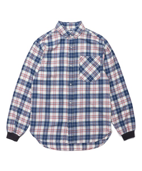 The DUFFER of ST.GEORGE（ザダファーオブセントジョージ）の「[INDIGO LABEL] INDIGO CHECK RIBBED SHIRT：インディゴチェック リブ袖シャツ（シャツ/ブラウス・メンズ・ネイビー/グレー・X-LARGE/LARGE/MEDIUM/SMALL）」の11枚目の写真