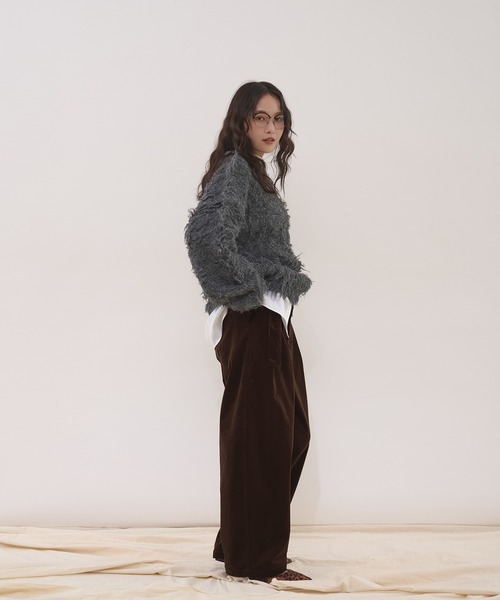 MUHET(ミュエータ)の「shaggy knit pullover / シャギーニットプルオーバー(ニット/セーター・レディース・ブラウン/カーキ/チャコールグレー・FREE)」の12枚目の写真